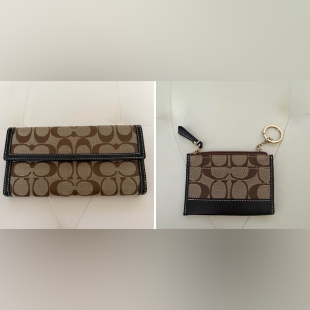 Coach C Monogram Trifold Wallet AND Key Case